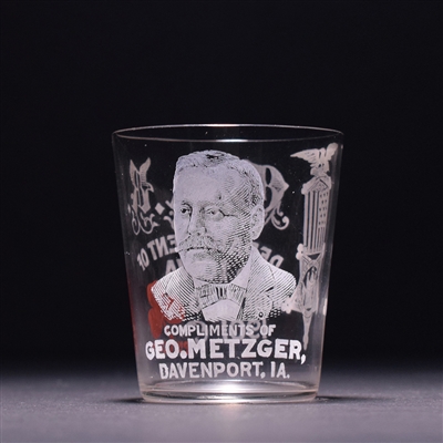 Geo Metzger 1901 Souvenir Iowa GAR Pre-Pro Etched Shot Glass