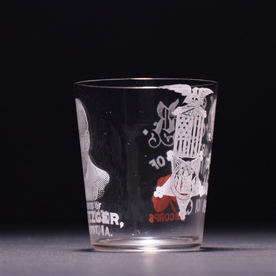 Geo Metzger 1901 Souvenir Iowa GAR Pre-Pro Etched Shot Glass