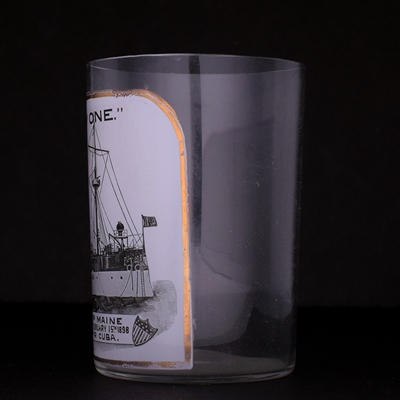 Goenner and Co City Brewery Battleship Maine Commemorative Pre-Pro Enameled Drinking Glass