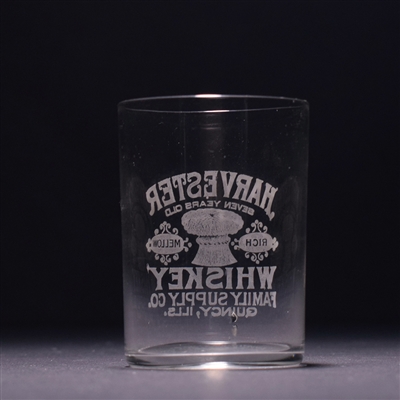 Harvester Whiskey Pre-Prohibition Etched Shot Glass