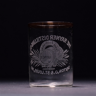 Hayner Distilling Co Pre-Pro Etched Gold Leaf Shot Glass