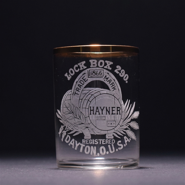 Hayner Lock Box 290 Pre-Pro Etched Shot Glass NO TAIL ON 9