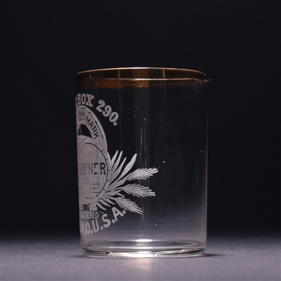 Hayner Lock Box 290 Pre-Pro Etched Shot Glass NO TAIL ON 9