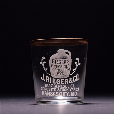 J Rieger and Co Pre-Prohibition Etched Shot Glass