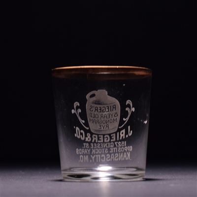 J Rieger and Co Pre-Prohibition Etched Shot Glass