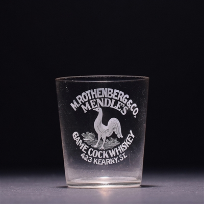 Mendles Game Cock Whiskey Pre-Pro Etched Shot Glass