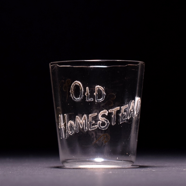 Old Homestead Pre-Prohibition Fluted Hand Painted Enamel Shot Glass
