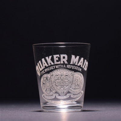 Quaker Maid Whiskey Pre-Prohibition Etched Shot Glass
