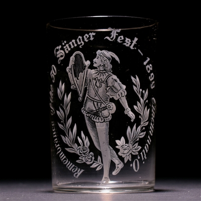 Sangerfest 1899 Souvenir Pre-Prohibition Etched Drinking Glass