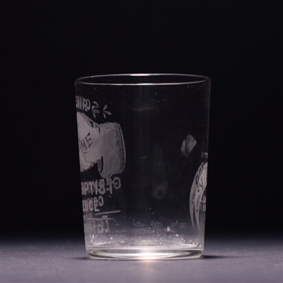 Victor Liver Syrup 1897 German Baptist Conference Souvenir Etched Shot Glass
