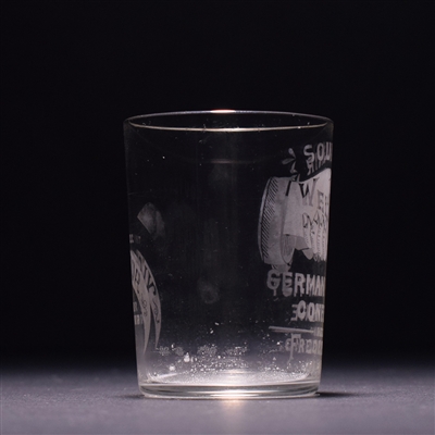 Victor Liver Syrup 1897 German Baptist Conference Souvenir Etched Shot Glass