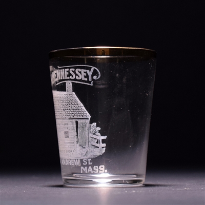 W H Hennessey Pre-Pro Etched Gold Leaf Shot Glass