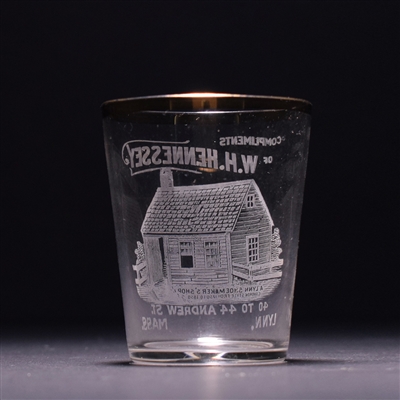 W H Hennessey Pre-Pro Etched Gold Leaf Shot Glass