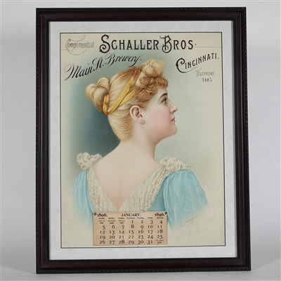 Schaller Bros Main St. Brewery Cincinnati 1896 Calendar Litho