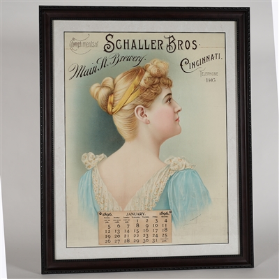 Schaller Bros Main St. Brewery Cincinnati 1896 Calendar Litho