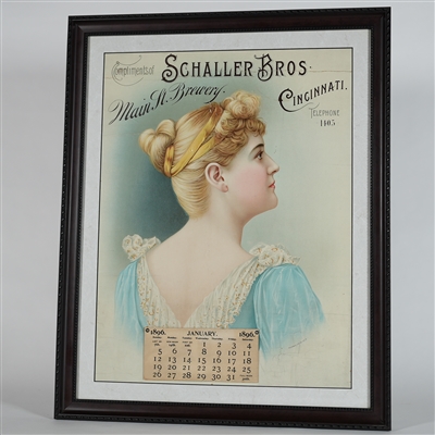 Schaller Bros Main St. Brewery Cincinnati 1896 Calendar Litho