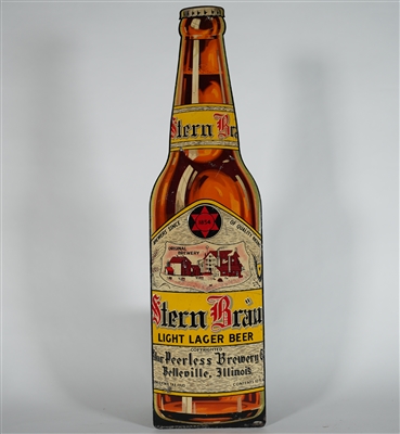 Stern  Brau Light Lager Beer Diecut Bottle Factory Scene Tin Sign