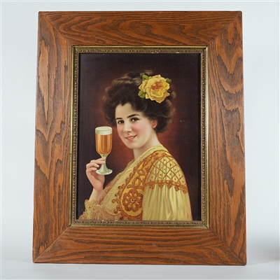 Early Victorian Lady Toasting Beer Glass Chromolithograph