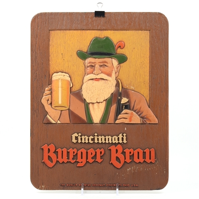 Burger Brau 1940s Pressed Board or Composition Sign