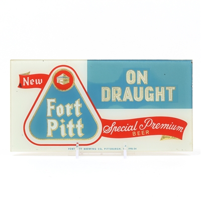 Fort Pitt On Draught 1950s Reverse Painted Glass Sign