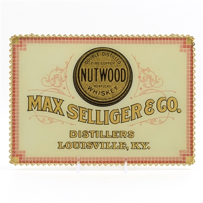 Max Selliger Nutwood Whiskey Pre-Pro Reverse Painted Glass Sign