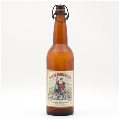 Gambrinus Stock Co Export Lager Pre-Pro Paper Label On Proper Embossed Bottle