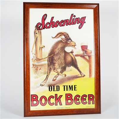 Schoenling Old Time Bock Beer Framed Paper Sign