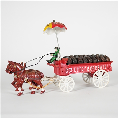 Schultz Beer Ale Metal Horse Drawn Wagon Free Delivery Display
