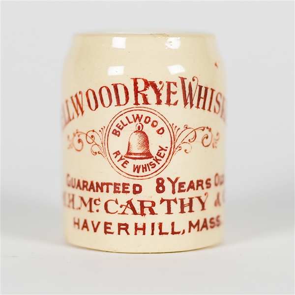 Bellwood Rye Whiskey M.H. McCarthy Haverhill MA Mini Mug Match Holder Striker