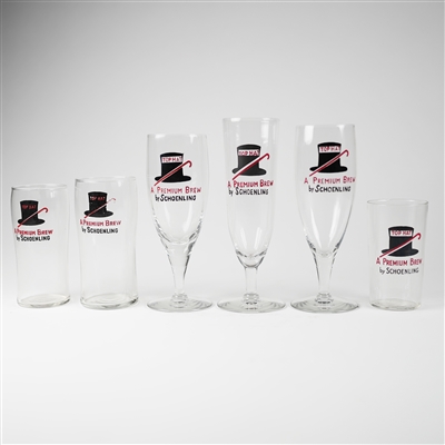 Schoenling Top Hat Premium Brew ACL Glasses Set Of 6