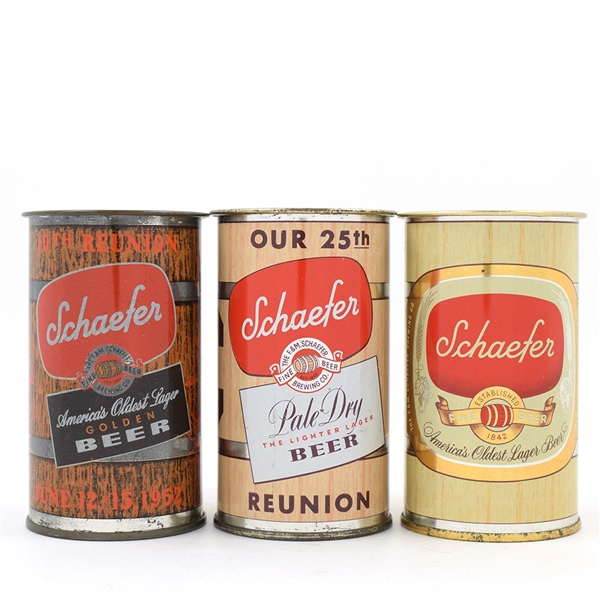 Schaefer Beer Flat Top Mugs Lot of 3 TOUGH REUNION CANS