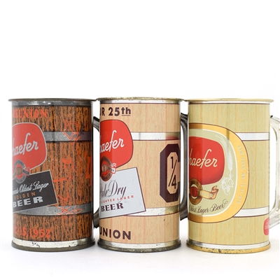 Schaefer Beer Flat Top Mugs Lot of 3 TOUGH REUNION CANS