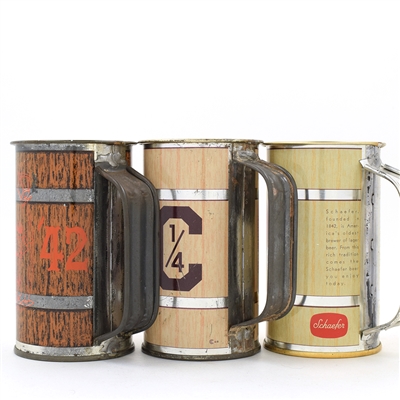 Schaefer Beer Flat Top Mugs Lot of 3 TOUGH REUNION CANS