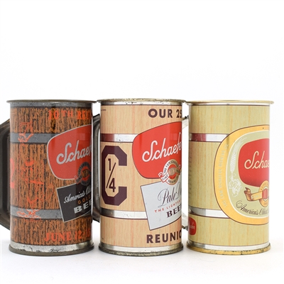 Schaefer Beer Flat Top Mugs Lot of 3 TOUGH REUNION CANS