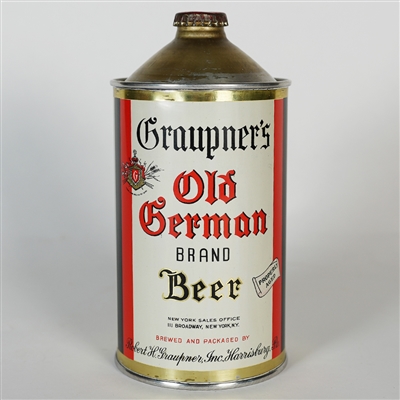 Graupners Old German Beer QUART Cone Top INCREDIBLE