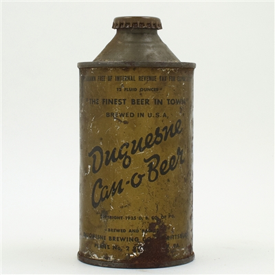 Duquesne Beer Olive Drab Cone Top WITHDRAWN FREE 159-26