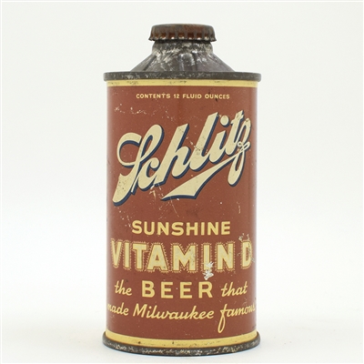 Schlitz Vitamin D Beer Flat Bottom Cone Top 183-15