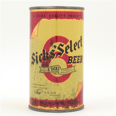 Sicks Select Beer Instructional Flat Top 133-9 USBCOI 756