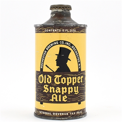 Old Topper Snappy Ale Cone Top WHITE TEXT 178-6