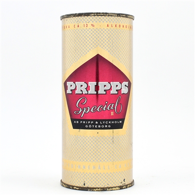 Pripps Special Beer 16 Ounce Swedish Flat Top 2 LINE BREWER INFO