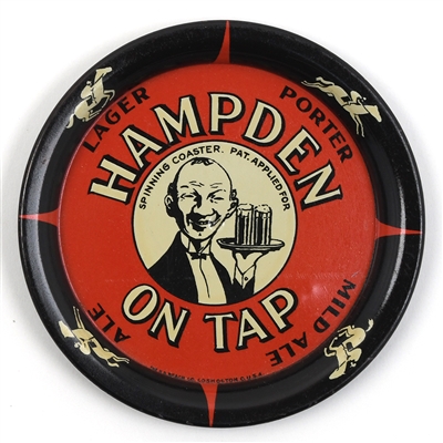 Hampden On Tap 1930s Spinner Tip Tray RED