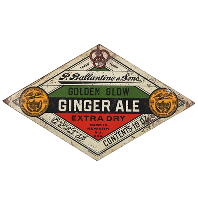 Ballantine and Sons Prohibition Era Ginger Ale Tin Sign RARE