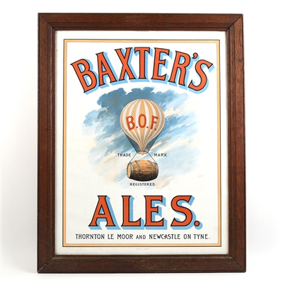 Baxters Ales English Pre-Prohibition Era Lithographed Sign