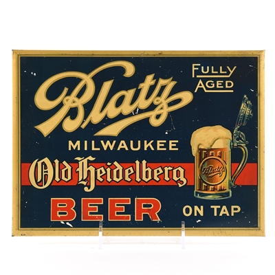 Blatz Old Heidelberg Beer 1930s Tin-Over-Cardboard Sign