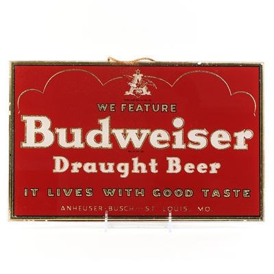 Budweiser Draught Beer 1930s Reverse Painted Glass Sign SWEET