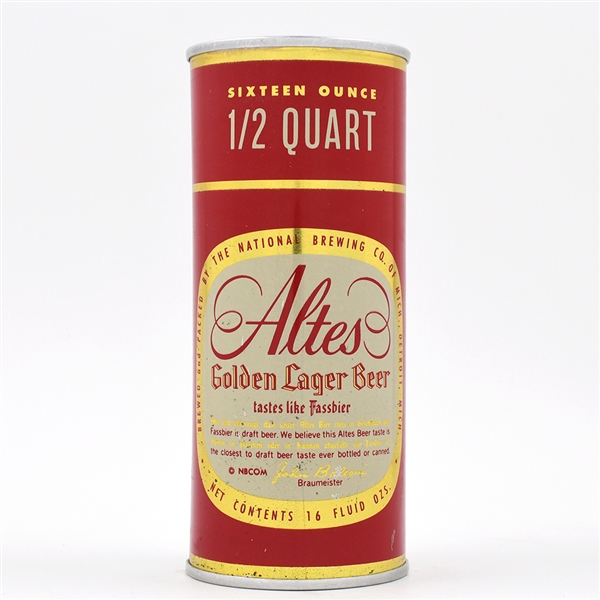 Altes Beer 16 Ounce Zip Top RARE 138-9 LIKELY BEST EXAMPLE