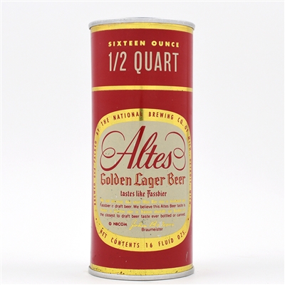 Altes Beer 16 Ounce Zip Top RARE 138-9 LIKELY BEST EXAMPLE