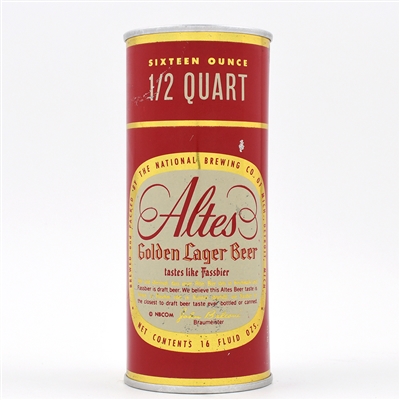 Altes Beer 16 Ounce Zip Top RARE 138-9 LIKELY BEST EXAMPLE