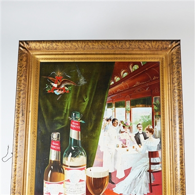 Budweiser Original Dining Car Self Framed Tin Litho Sign Train St. Louis Exposition