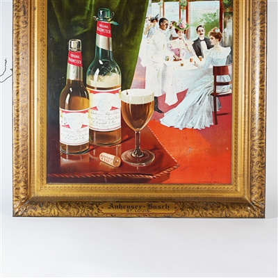 Budweiser Original Dining Car Self Framed Tin Litho Sign Train St. Louis Exposition